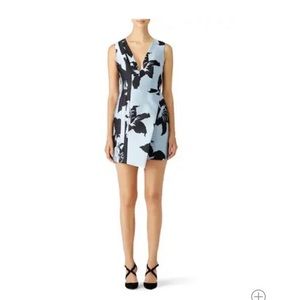 J Mendel Blue Hibiscus Cocktail Dress